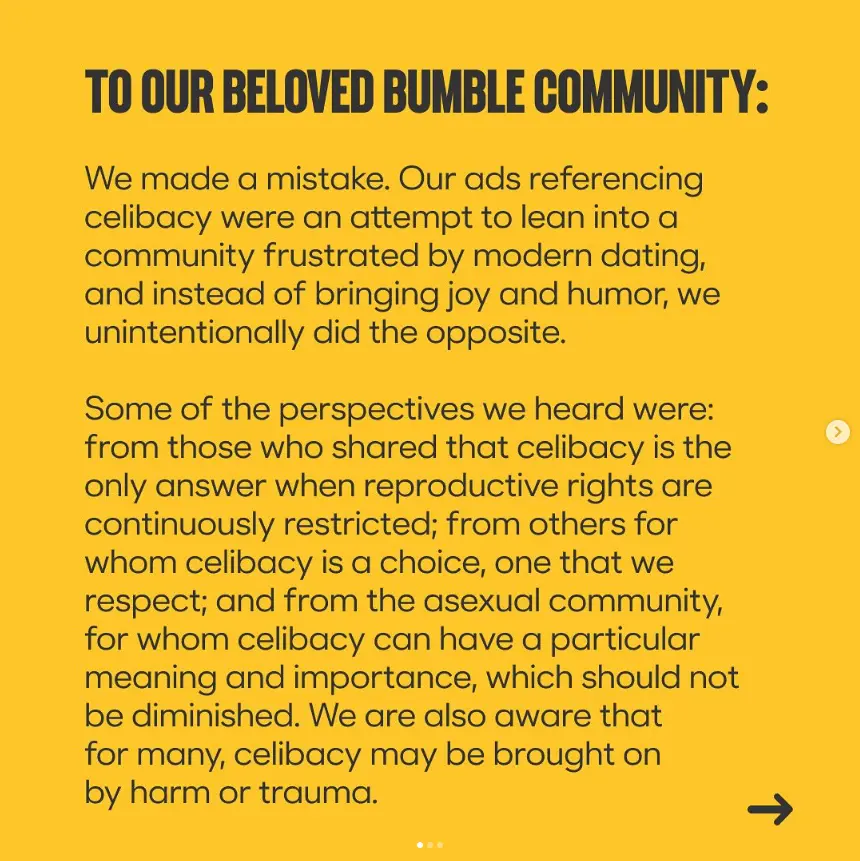 Bumble Pide Disculpas por su Anuncio